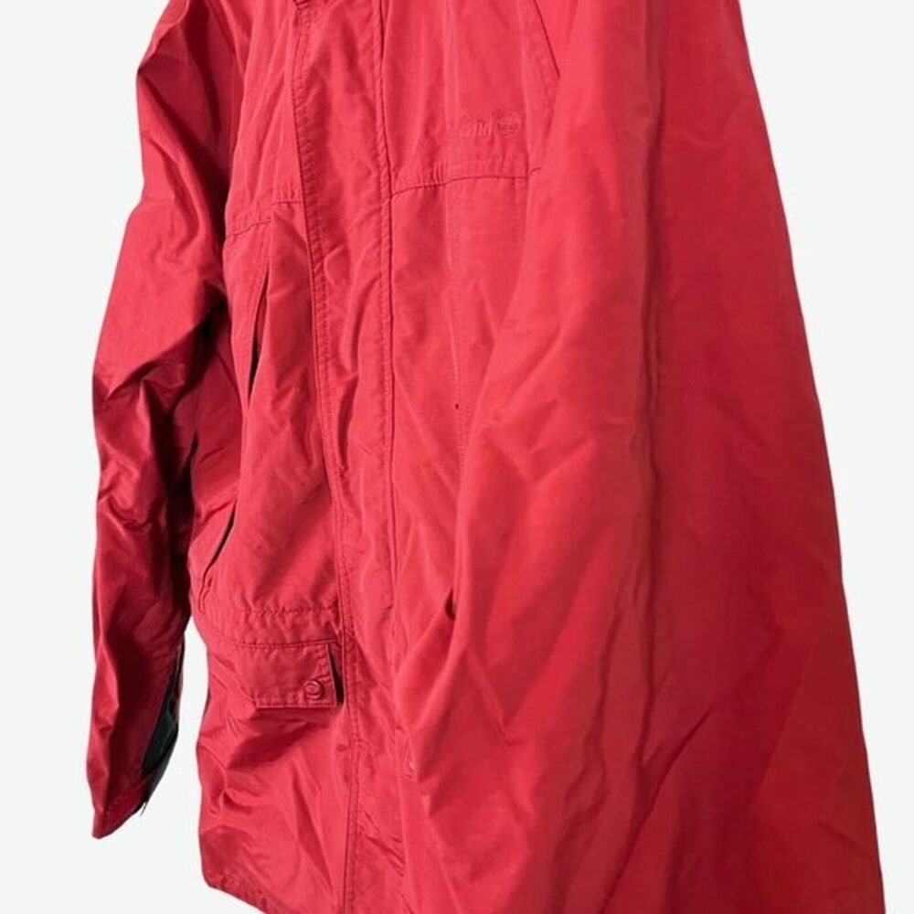 Timberland Mens Red Hooded Jacket Parka Light Weight Hip Length 11297 Medium M - Picture 9 of 16